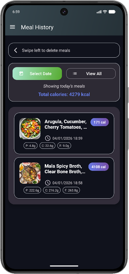 Meal history list